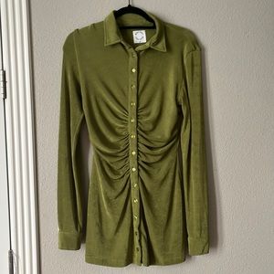 Olive Green With Jean Ruched Dress